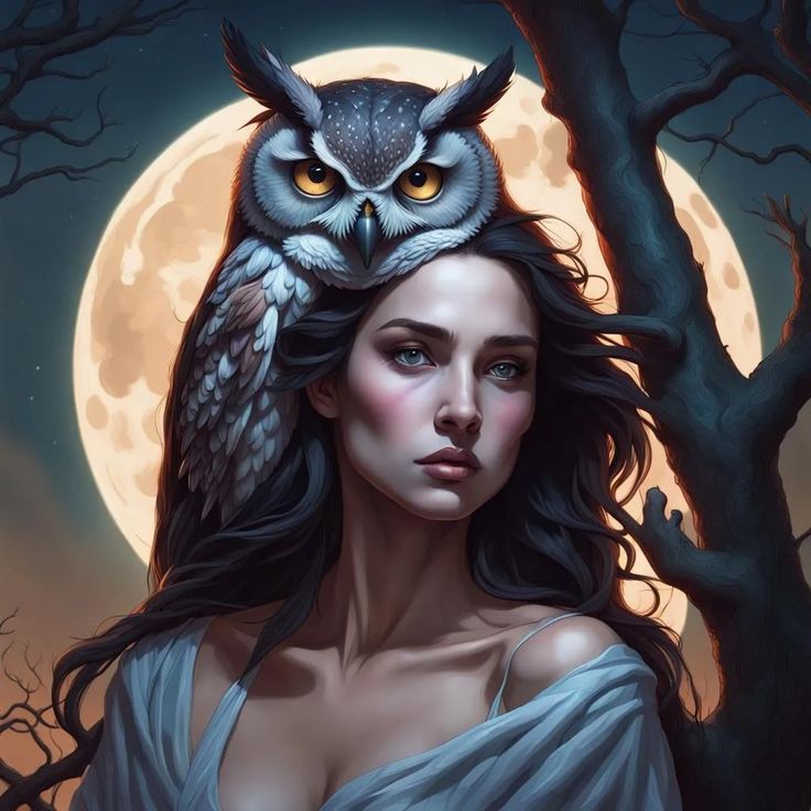 beautiful angel with owl